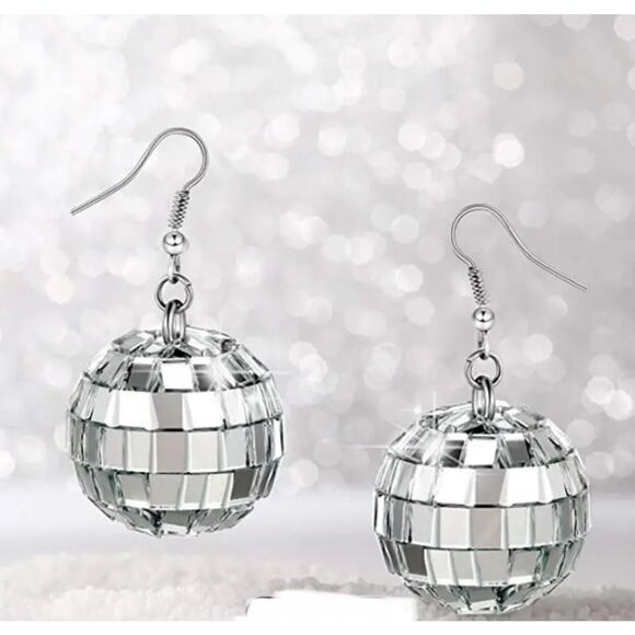 Real Mirror pieces Mirrorball Disco Earrings Perfect for Eras Taylor Swift - Picture 2 of 3